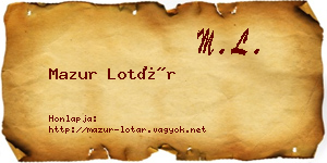 Mazur Lotár névjegykártya